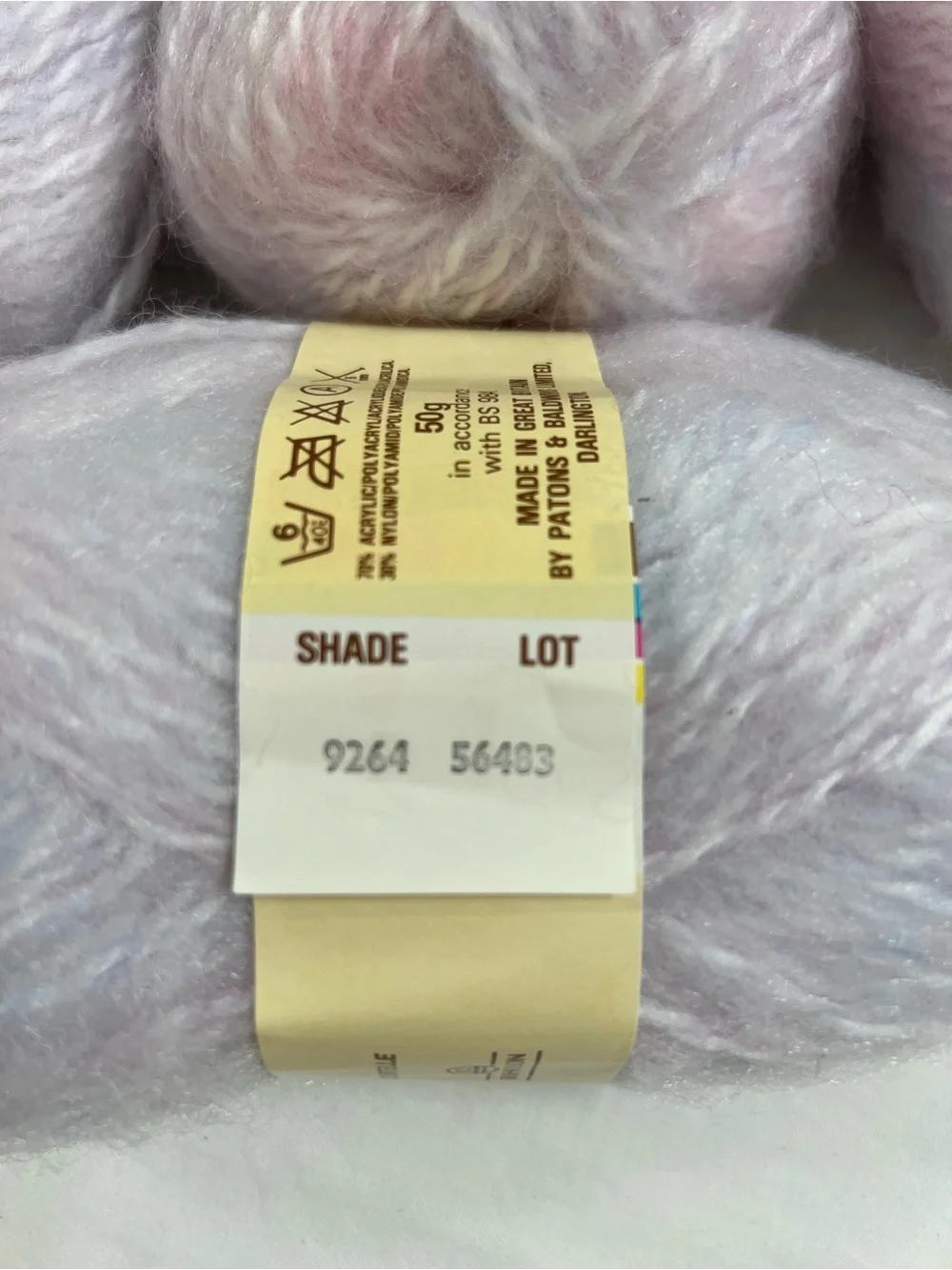 7 Skeins Patons Yarn Diana BRUSHED CHUNKY 50g Shade 9264 Lot 56483 Great Britain